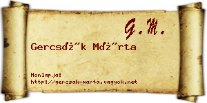 Gercsák Márta névjegykártya